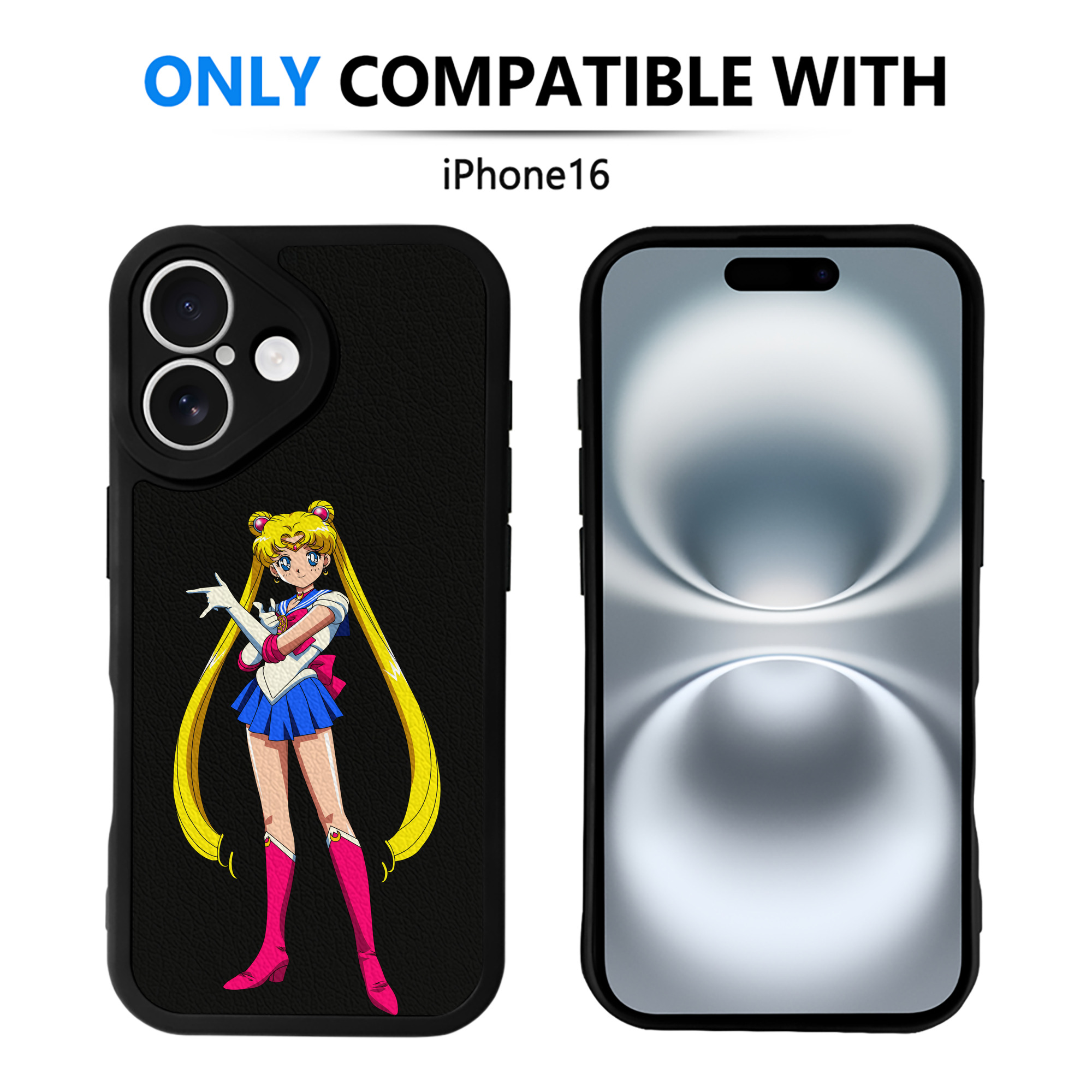 （画像用） 美少女戦士セーラームーン 月野 うさぎ つきの うさぎ Sailor Moon Tsukino Usagi 【iPhone 16シリーズ対応】シリコンスマホケース（レザー調） 材質：シリコン